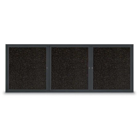 United Visual Products Sliding Door Indoor Enclosed Corkboard, 7 UV9027ACSH-SATIN-COBACC